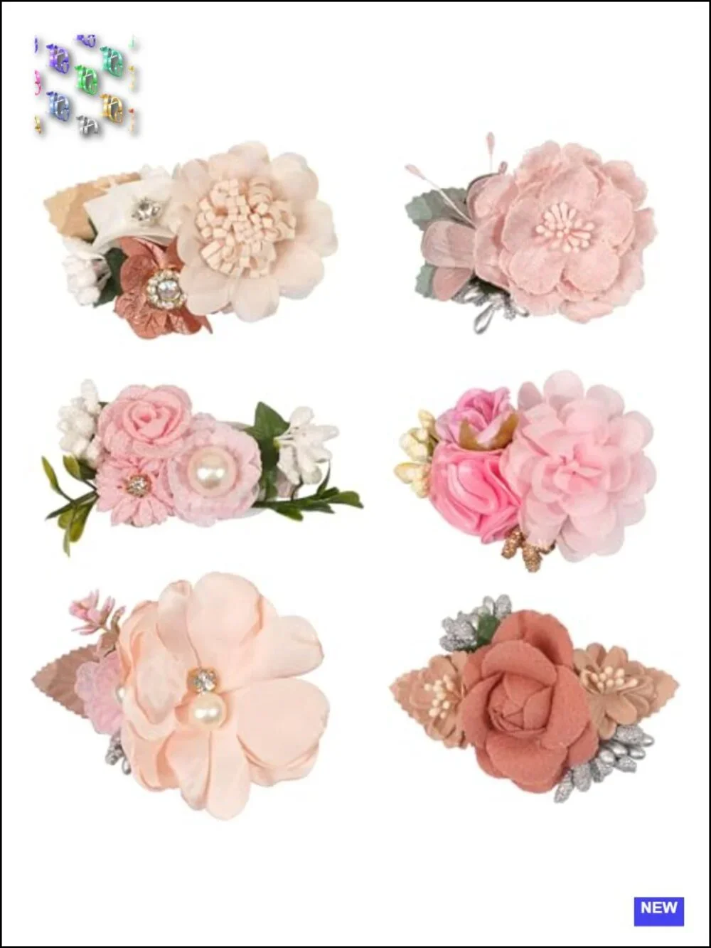 Handmade Flower Hair Bows Faux Pearl Floral Clips for Toddlers Kids Children